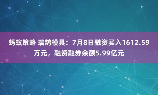 蚂蚁策略 瑞鹄模具：7月8日融资买入1612.59万元，融资融券余额5.99亿元